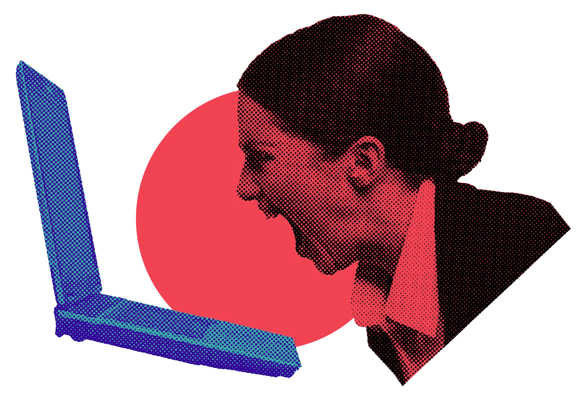 An angry woman screaming at her computer
