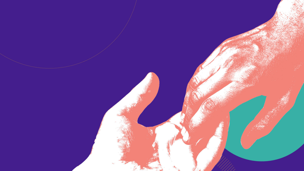 Two hands reaching out to each other, trying to connect with one another